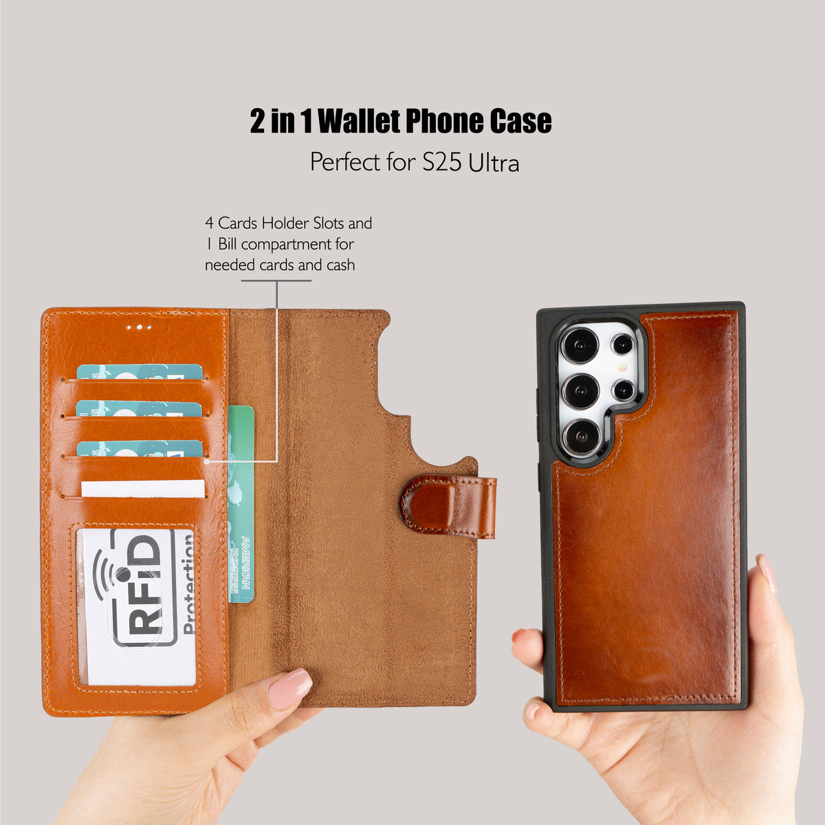 Magic Samsung Galaxy S25 Detachable Leather Wallet Case