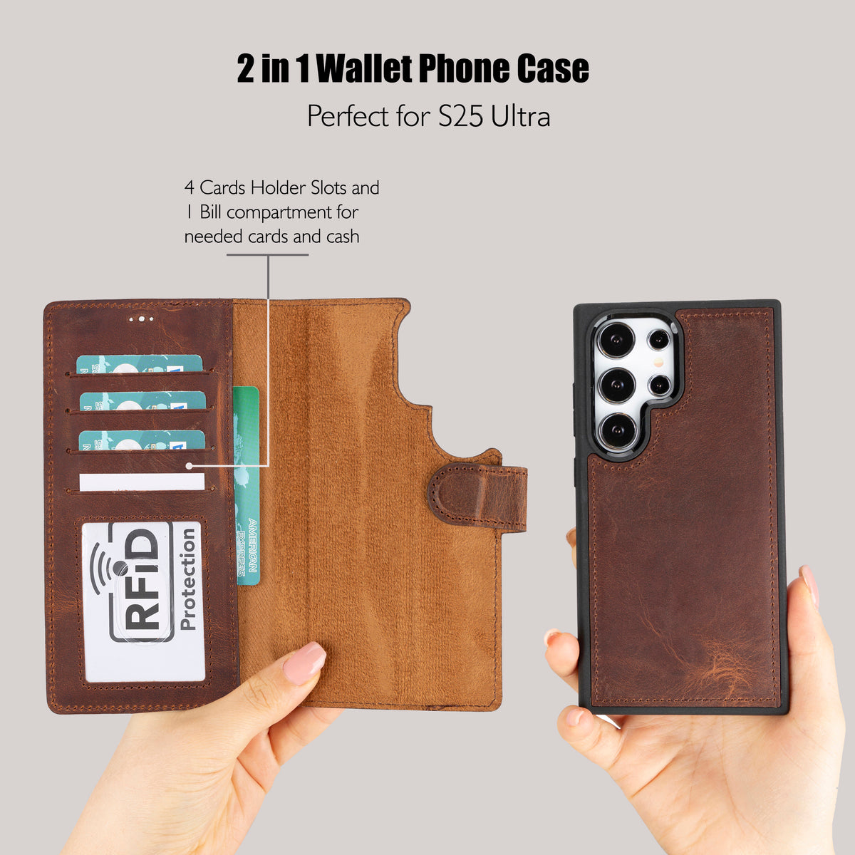 Magic Samsung Galaxy S25 Detachable Leather Wallet Case