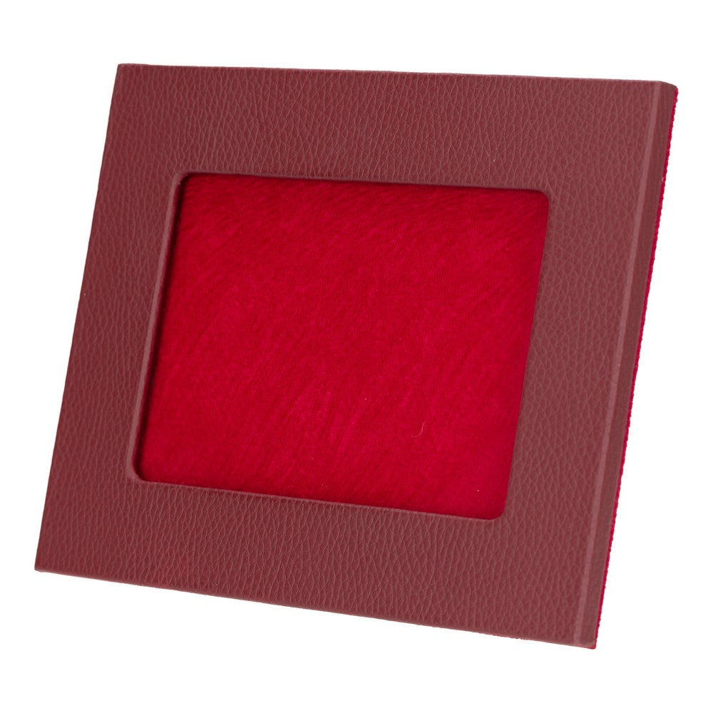Real Leather Desktop Photo Frame, 22x17cm (15x10 photos) Claret Red