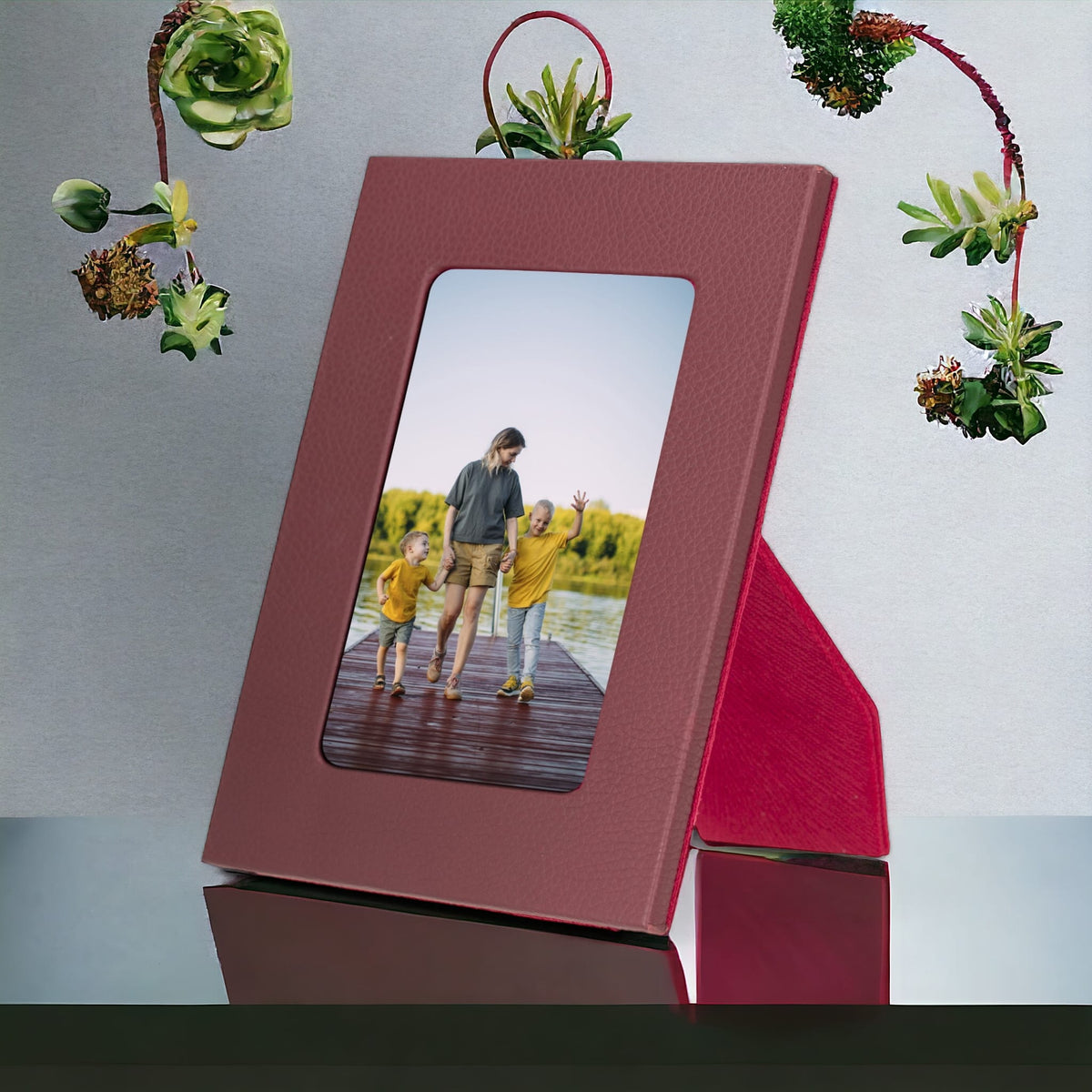 Leather Desktop Photo Frame 22x17cm frame for 15x10cm photos (8.6x6.6inch frame for 5.9x3.9inch photos)