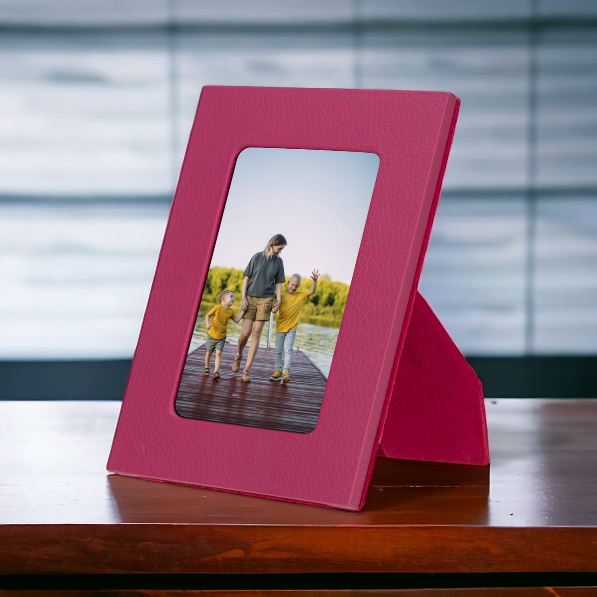 Leather Desktop Photo Frame 22x17cm frame for 15x10cm photos (8.6x6.6inch frame for 5.9x3.9inch photos)