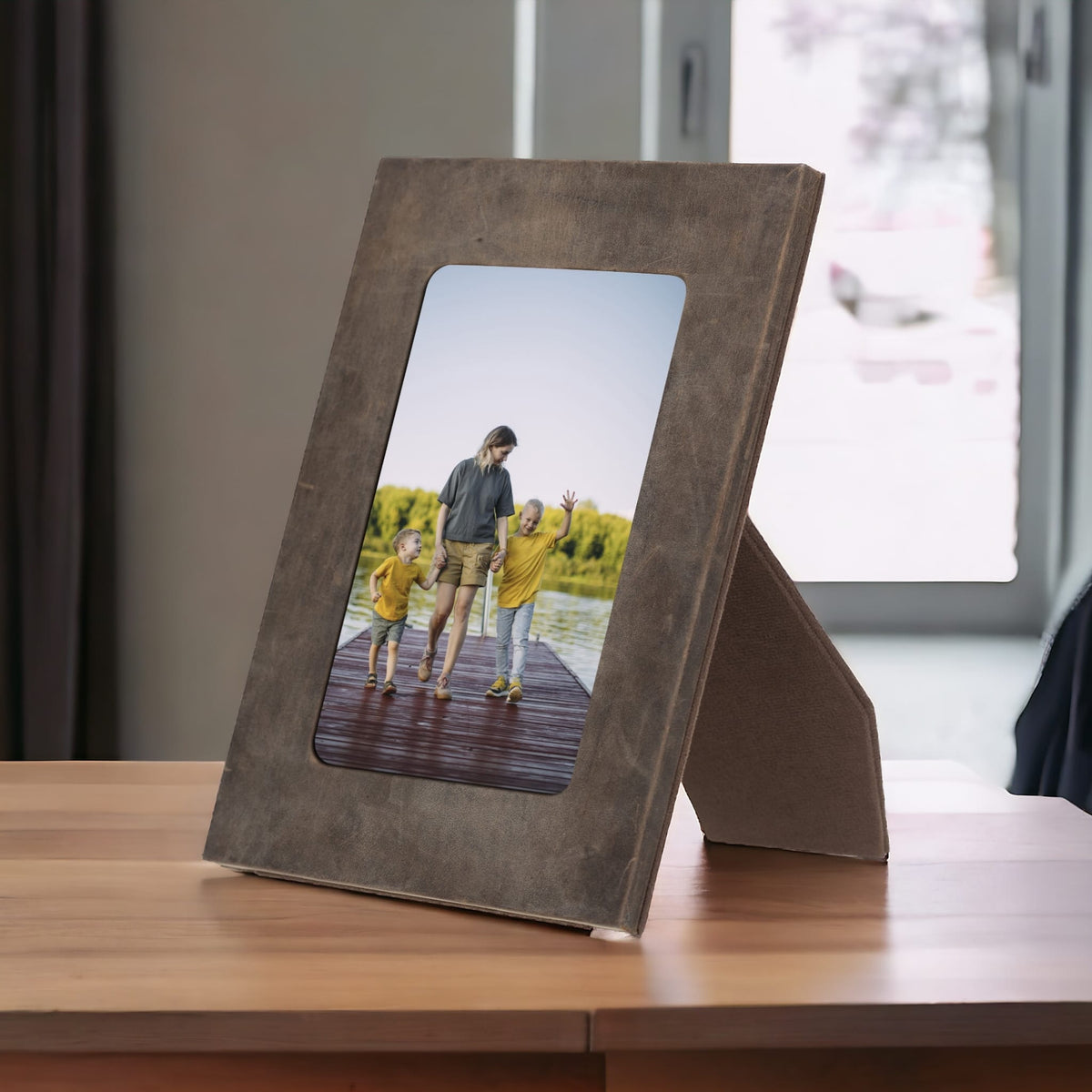 Leather Desktop Photo Frame 22x17cm frame for 15x10cm photos (8.6x6.6inch frame for 5.9x3.9inch photos)