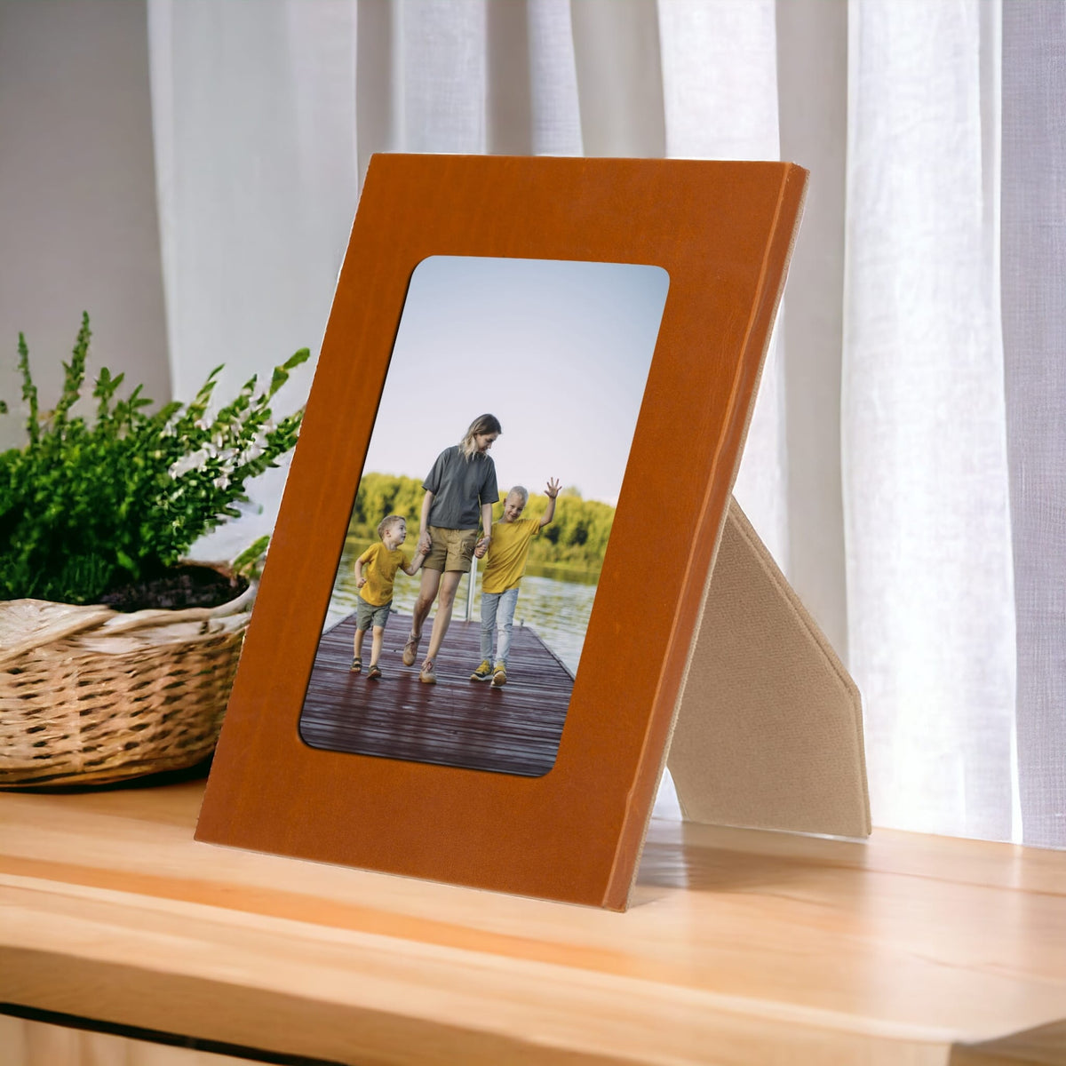 Leather Desktop Photo Frame 22x17cm frame for 15x10cm photos (8.6x6.6inch frame for 5.9x3.9inch photos)