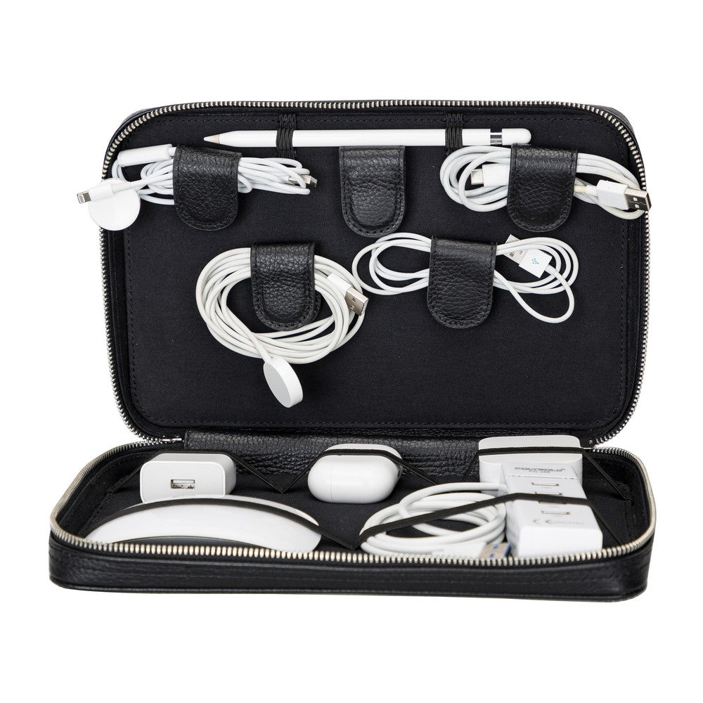 Leather Zippered Multi-Purpose Accessory Bag