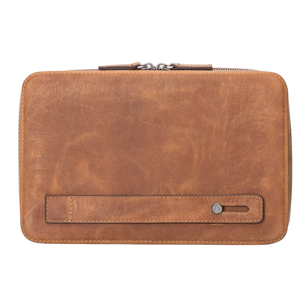 Leather Zippered Multi-Purpose Accessory Bag