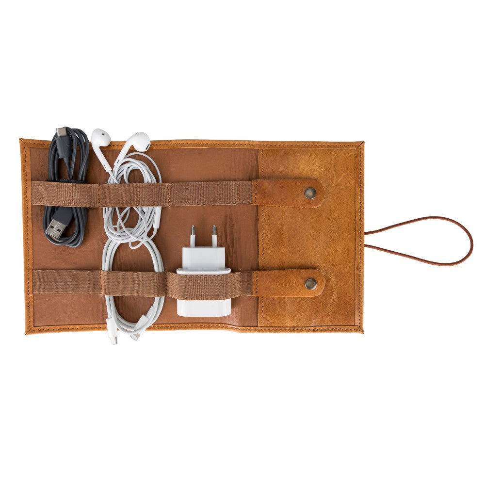 Leather Cable Accessory Carrying Bag