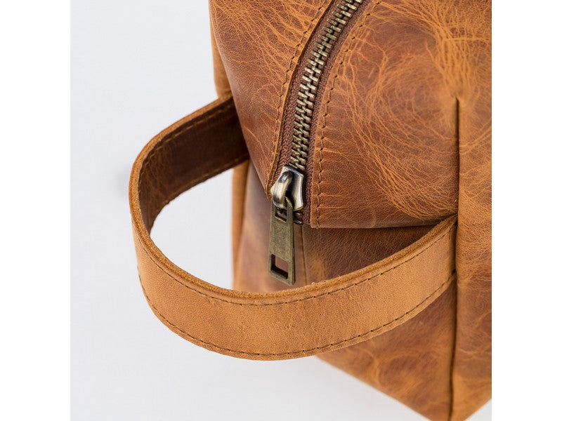 Leather Care And Travel Bag with Handmade Zipper