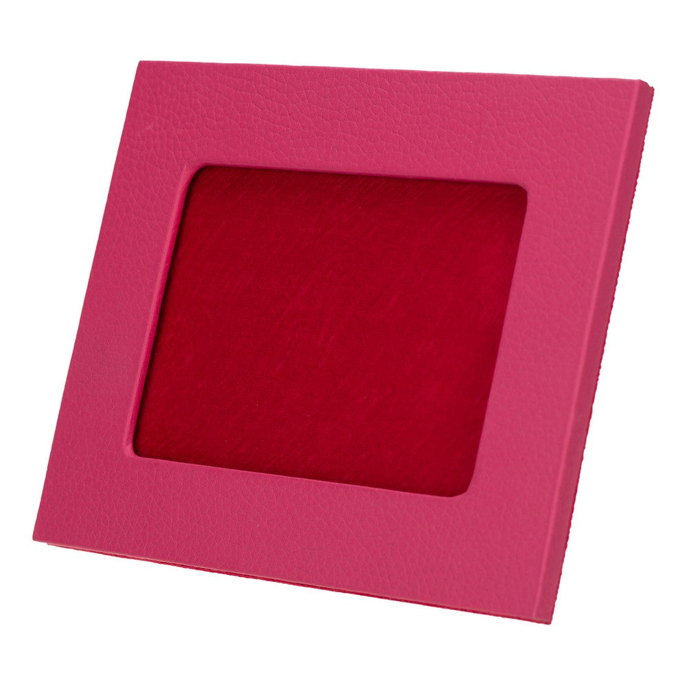 Real Leather Desktop Photo Frame, 22x17cm (15x10 photos) Pink