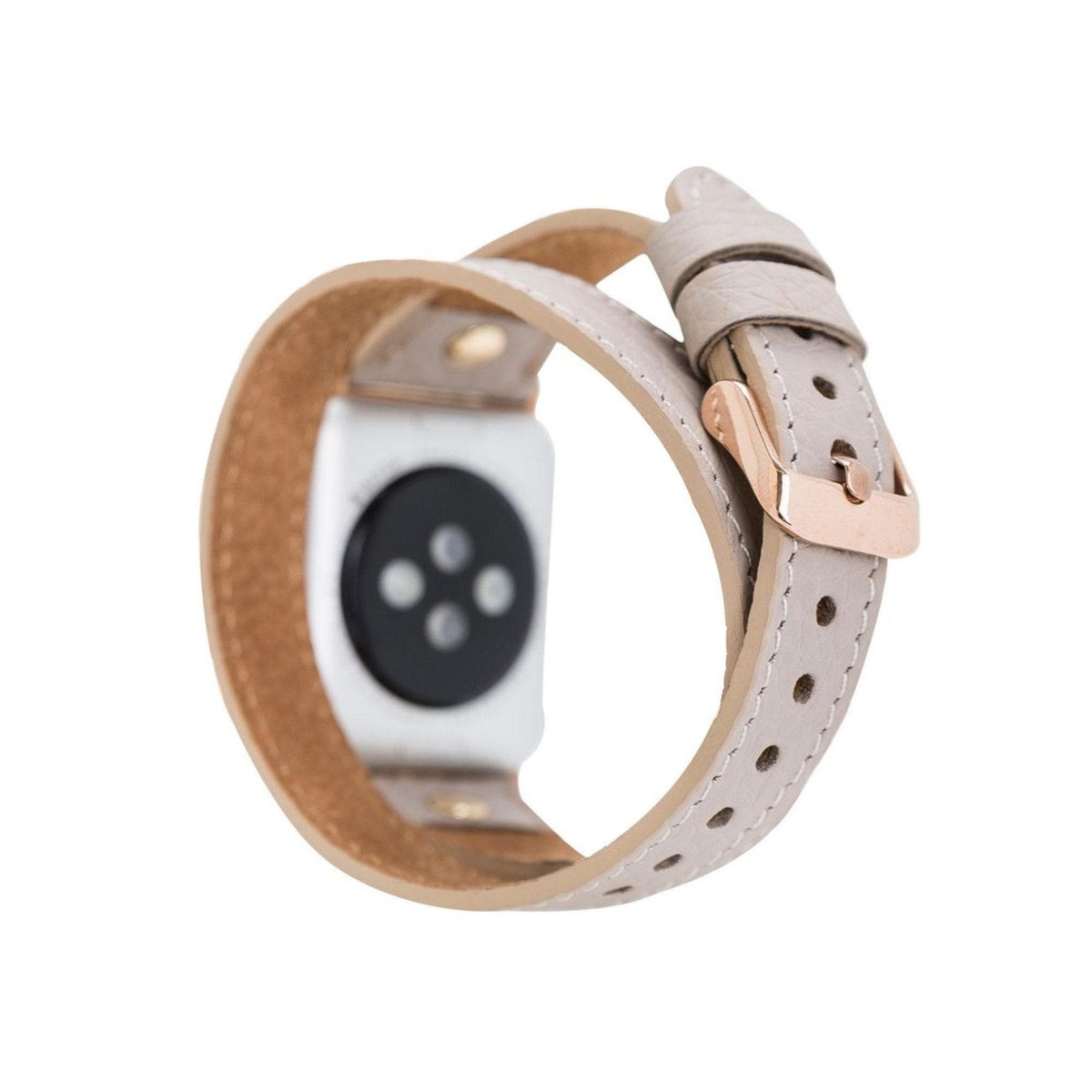 Leeds Double Tour Slim with Gold Bead Apple Watch Leather Straps