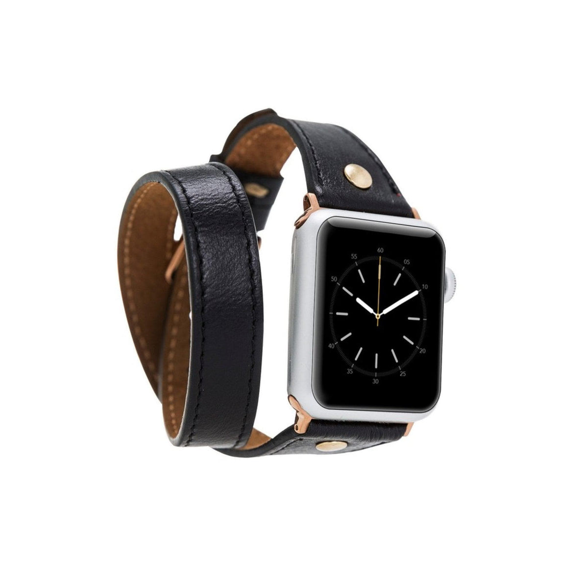 Leeds Double Tour Slim with Gold Bead Apple Watch Leather Straps