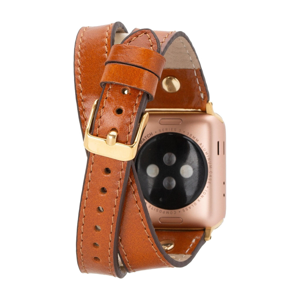 Leeds Double Tour Slim with Gold Bead Apple Watch Leather Straps