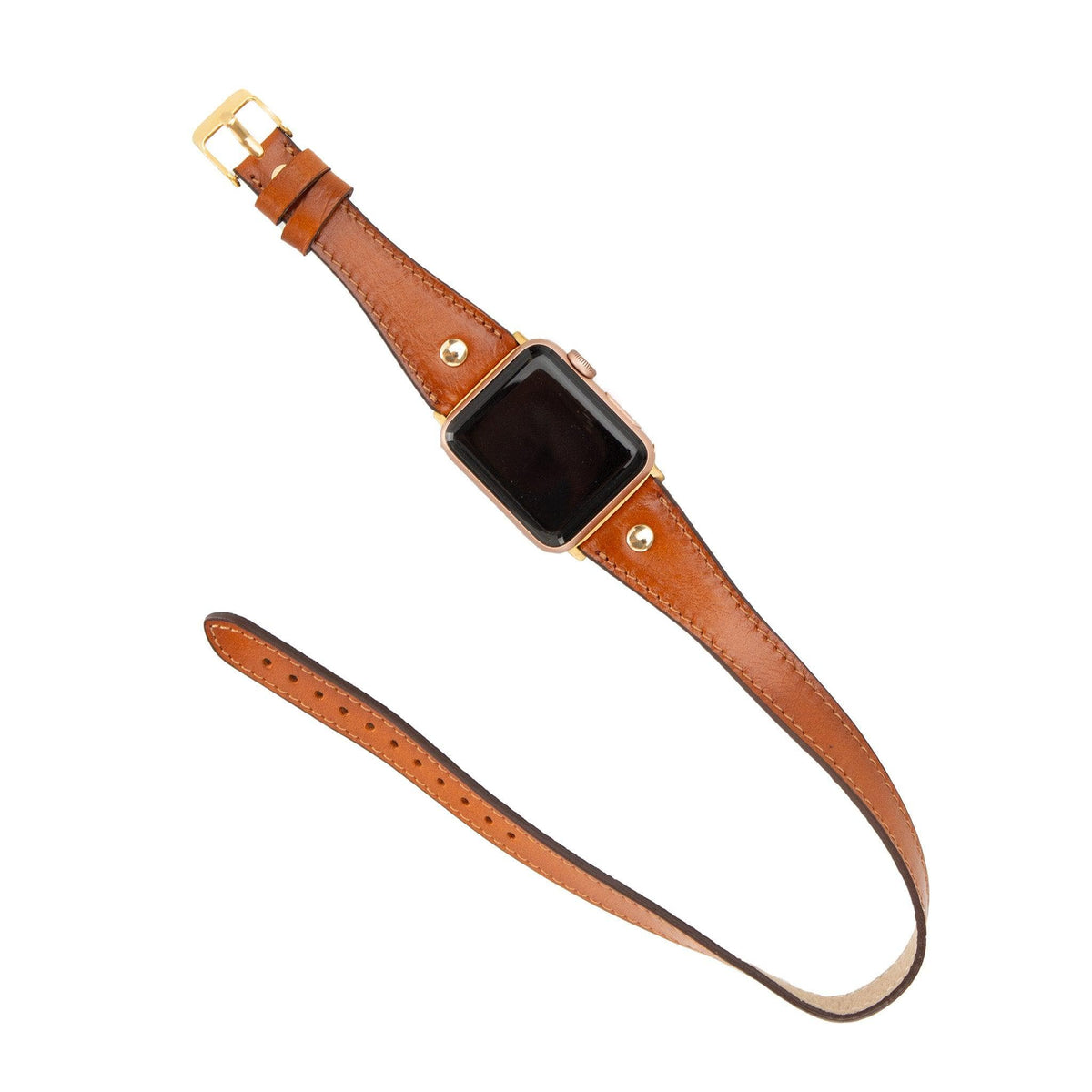 Leeds Double Tour Slim with Gold Bead Apple Watch Leather Straps