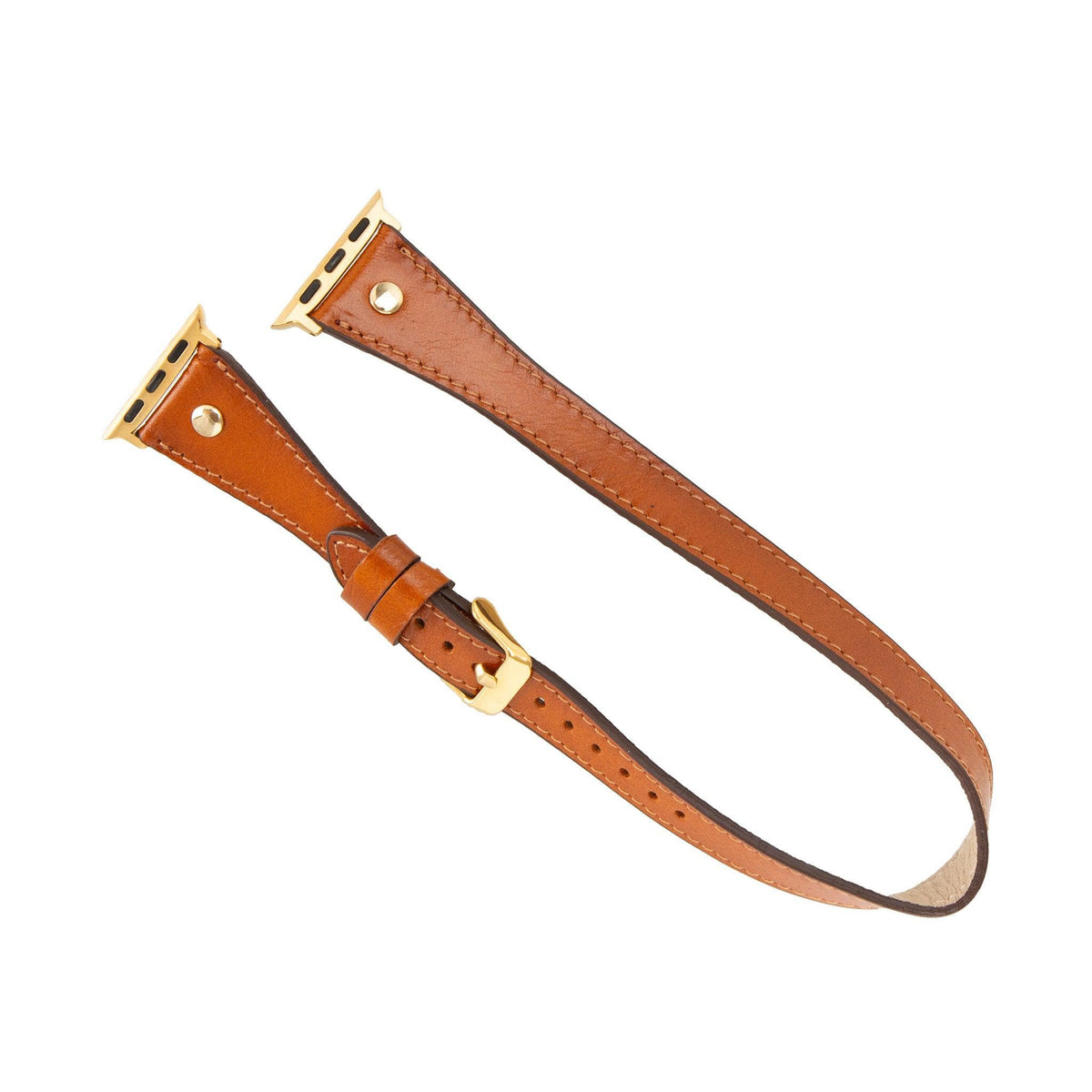 Leeds Double Tour Slim with Gold Bead Apple Watch Leather Straps