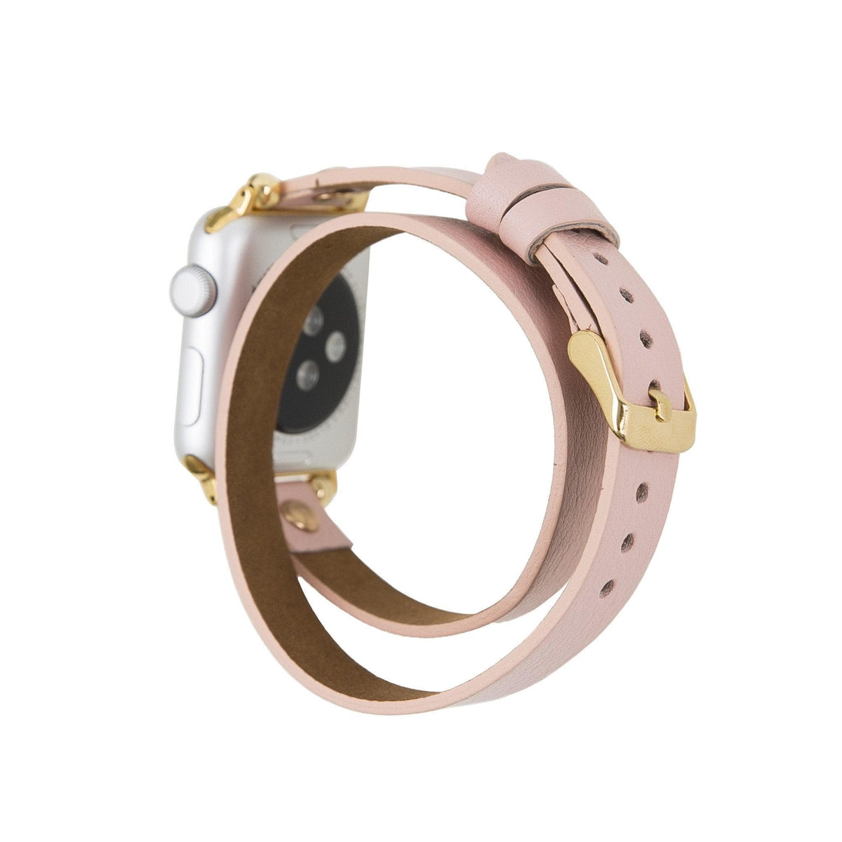 Leeds Double Tour Slim with Rose Gold Bead Apple Watch Leather Straps