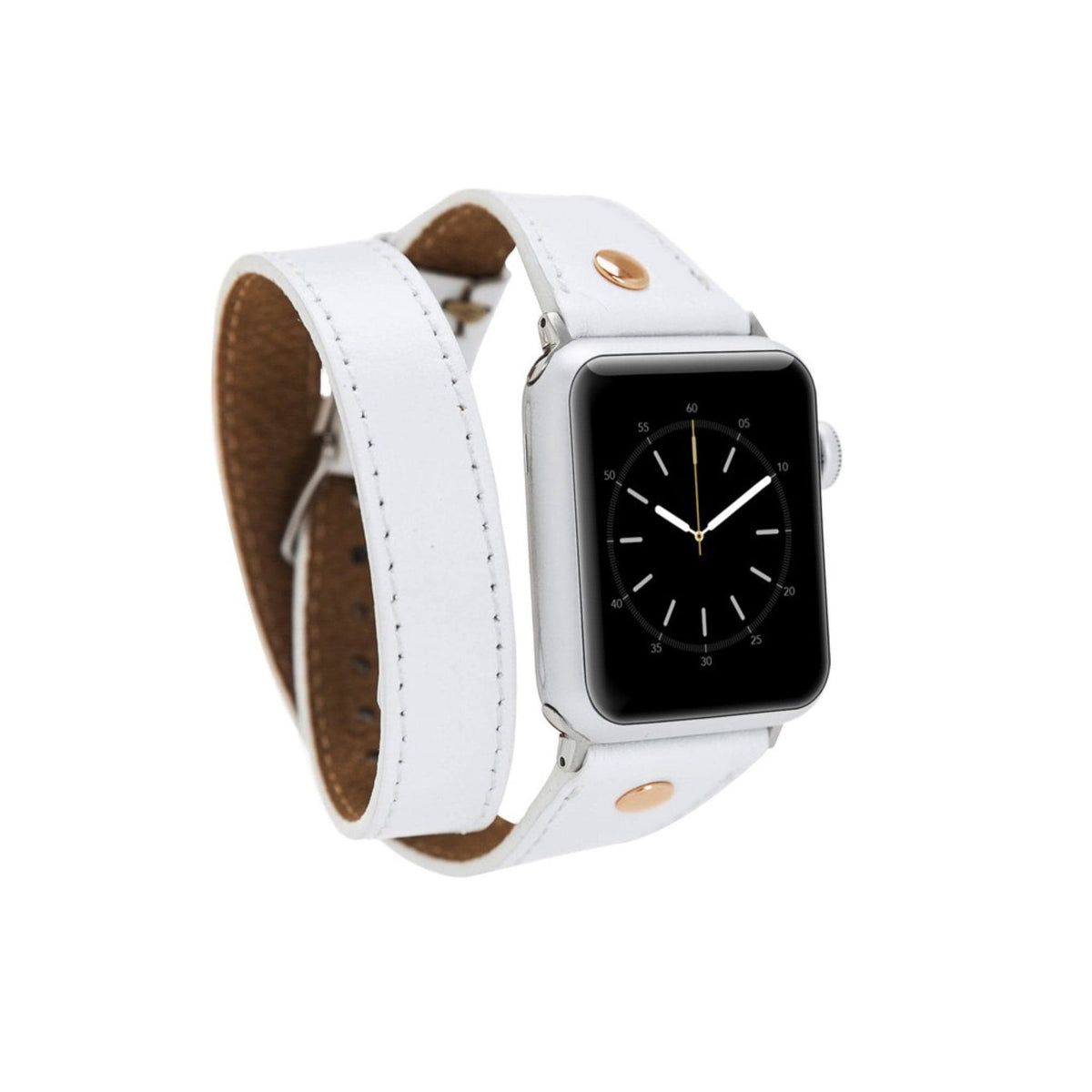 Leeds Double Tour Slim with Rose Gold Bead Apple Watch Leather Straps