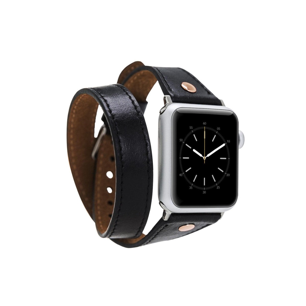 Leeds Double Tour Slim with Rose Gold Bead Apple Watch Leather Straps