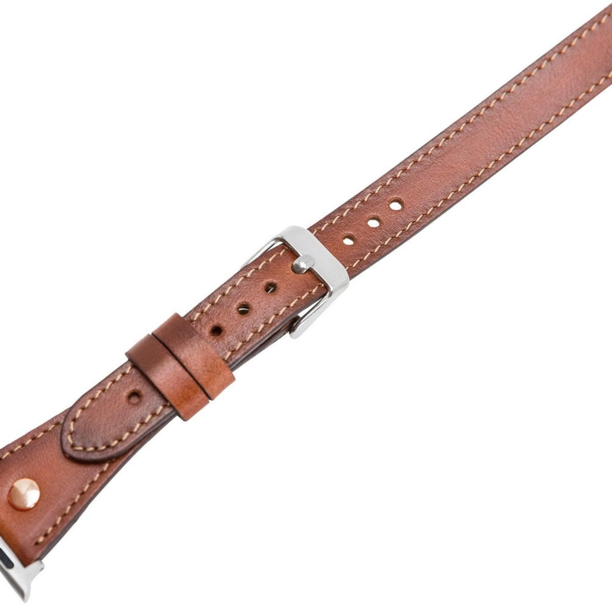 Leeds Double Tour Slim with Rose Gold Bead Apple Watch Leather Straps