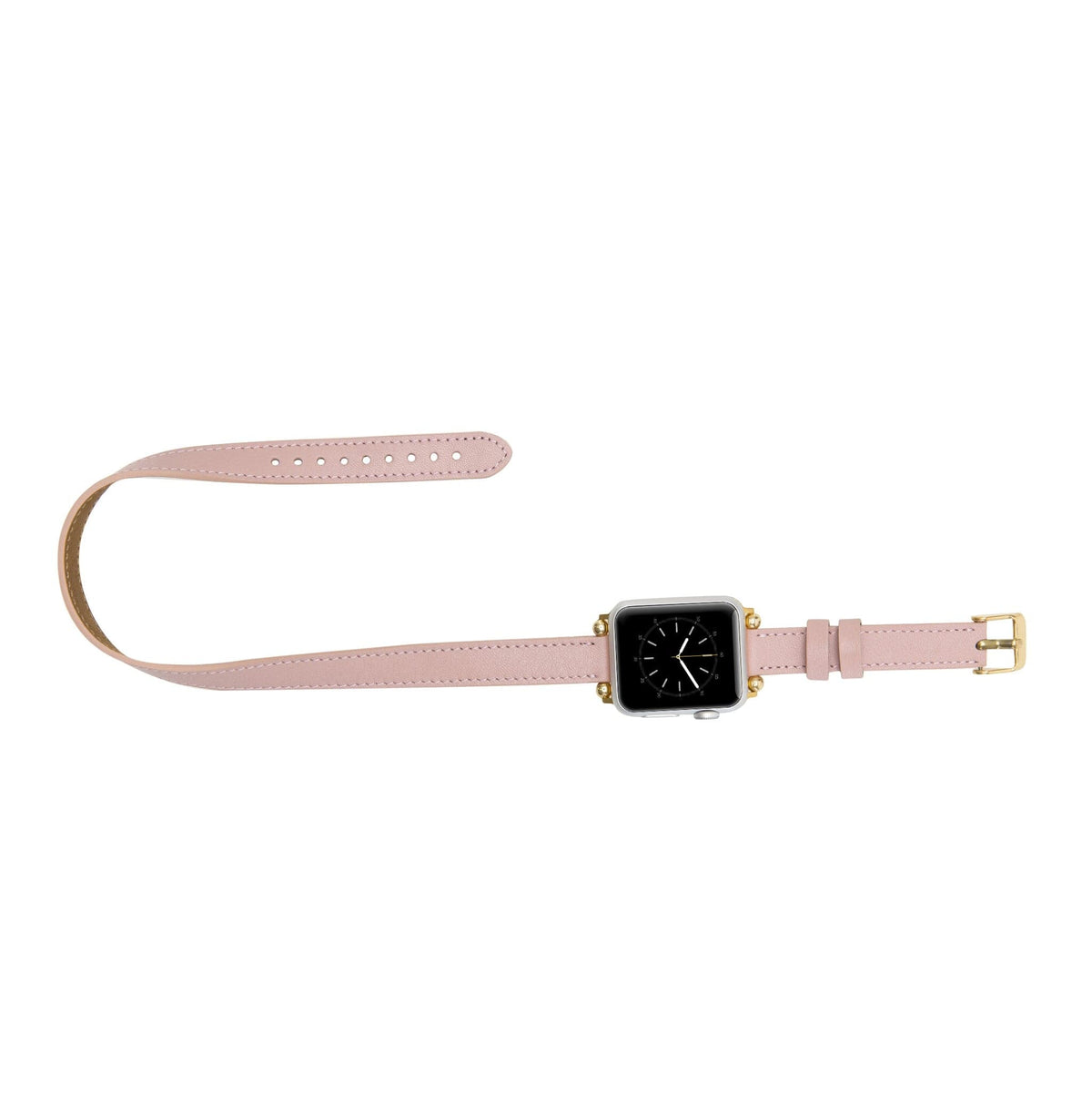 Leeds Double Tour Slim with Rose Gold Bead Apple Watch Leather Straps