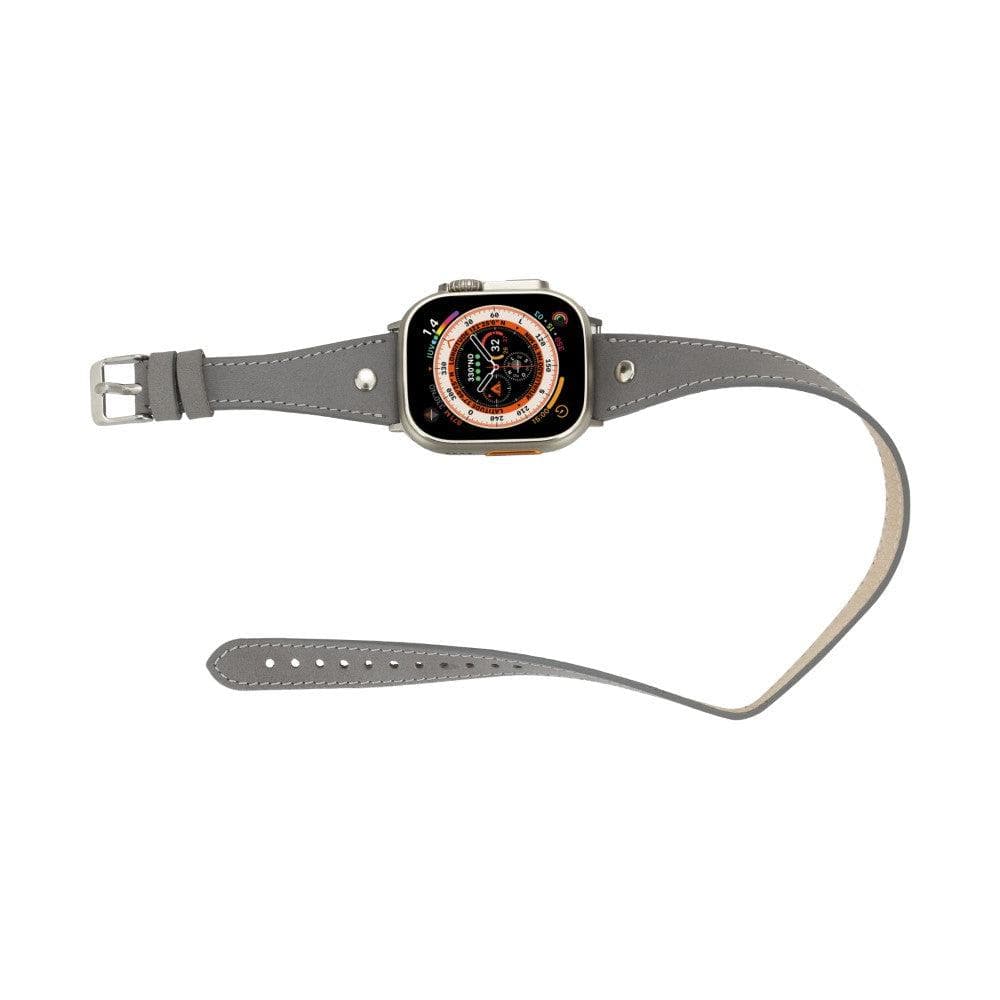 Leeds Double Tour Slim with Silver Bead Apple Watch Leather Straps