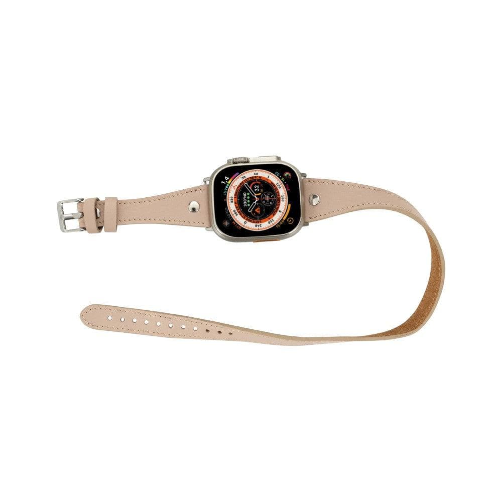 Leeds Double Tour Slim with Silver Bead Apple Watch Leather Straps