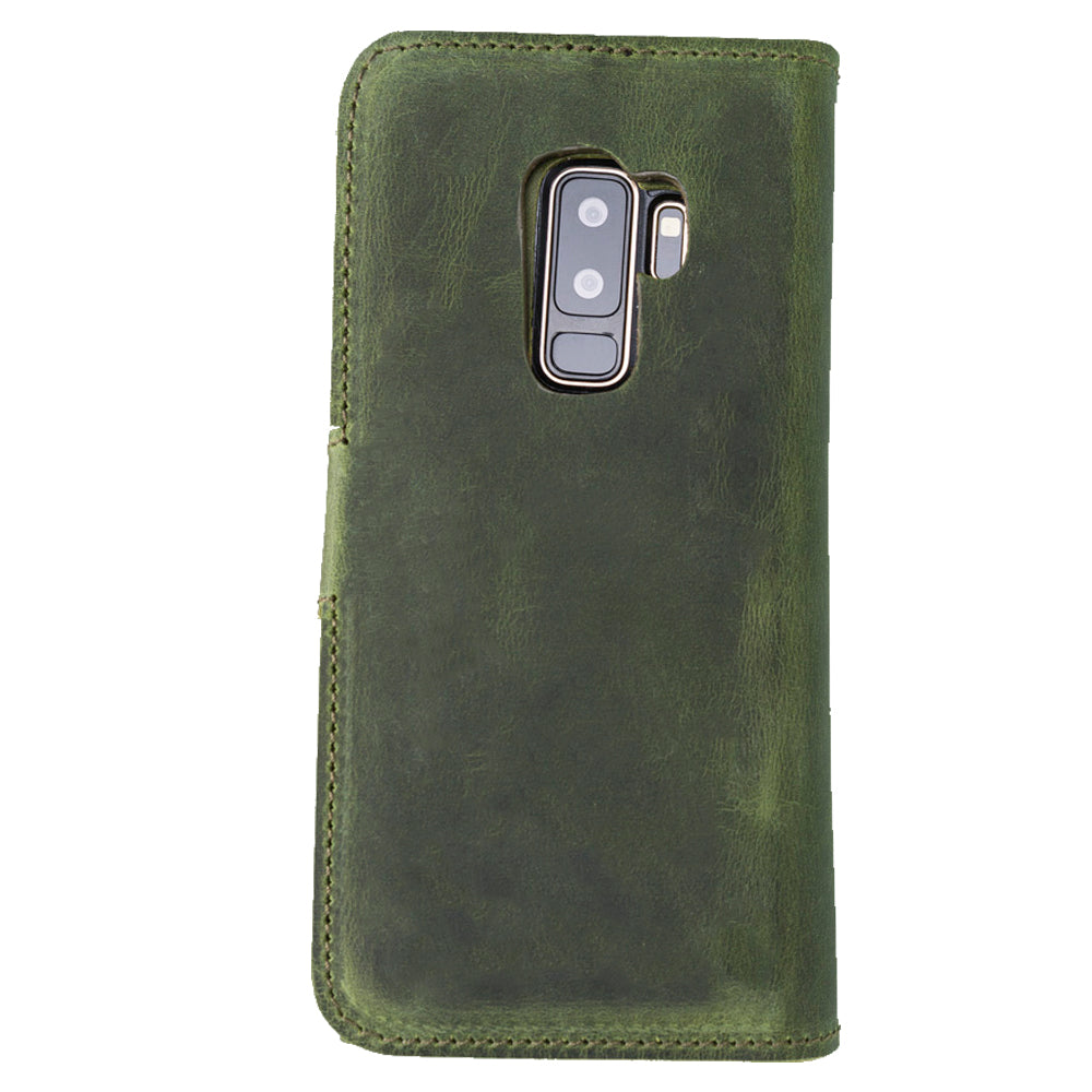 Samsung Galaxy S9 Compatible Leather Wallet Case Santa Green