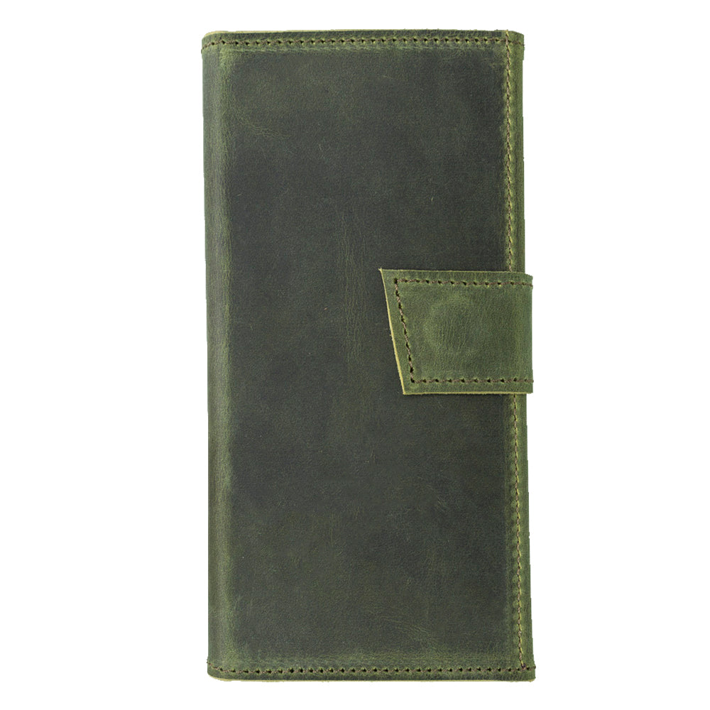 Samsung Galaxy S9 Compatible Leather Wallet Case Santa Green