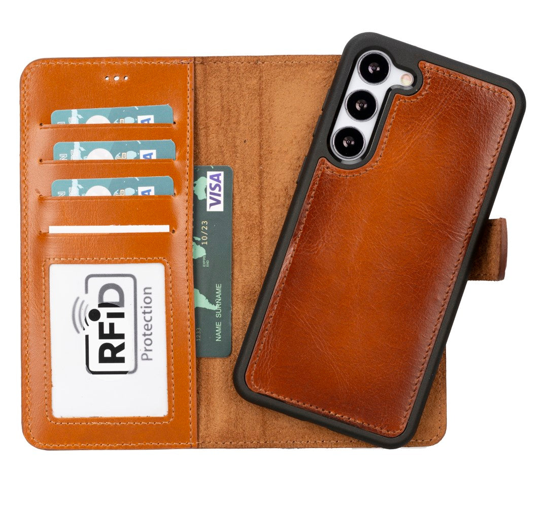 Samsung Galaxy S23 Plus Compatible Leather Wallet Case G2 Brown