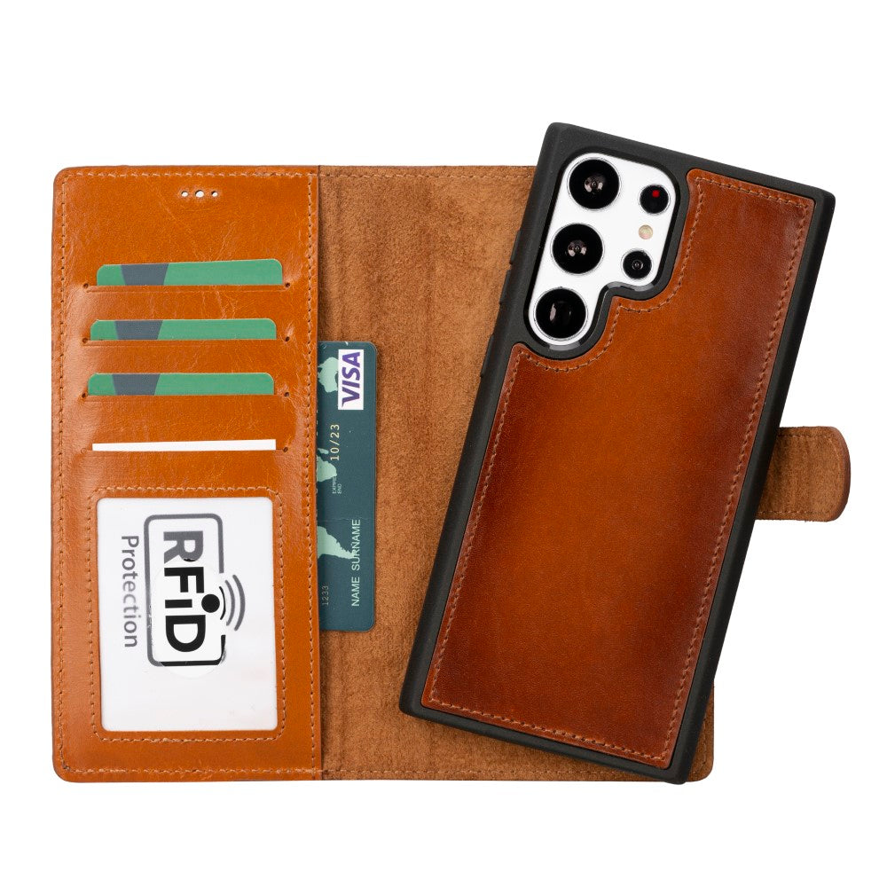 Samsung Galaxy S23 Plus Compatible Leather Wallet Case G2 Brown